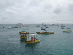 02-Many tourist boats in the harbor of Puerto Baquerizo